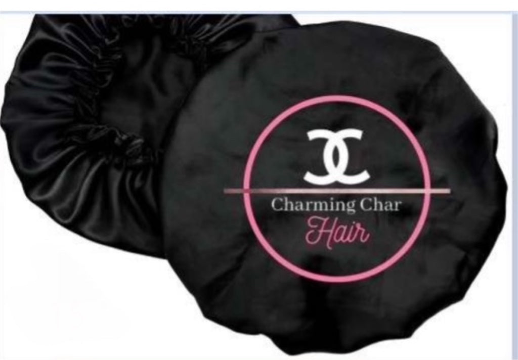 All black satin bonnet